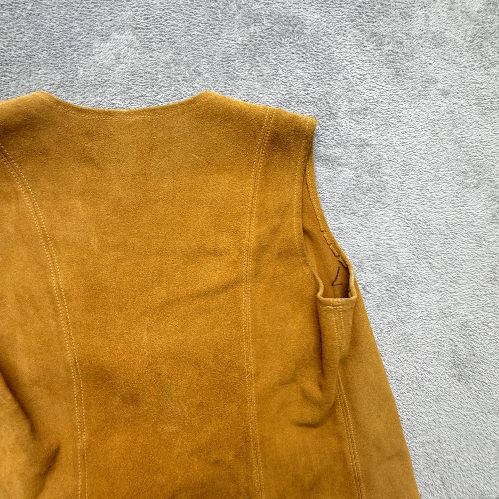 Vintage Jorgens Leather Design Vest Womens Small Brown Suede Unlined - Picture 14 of 15